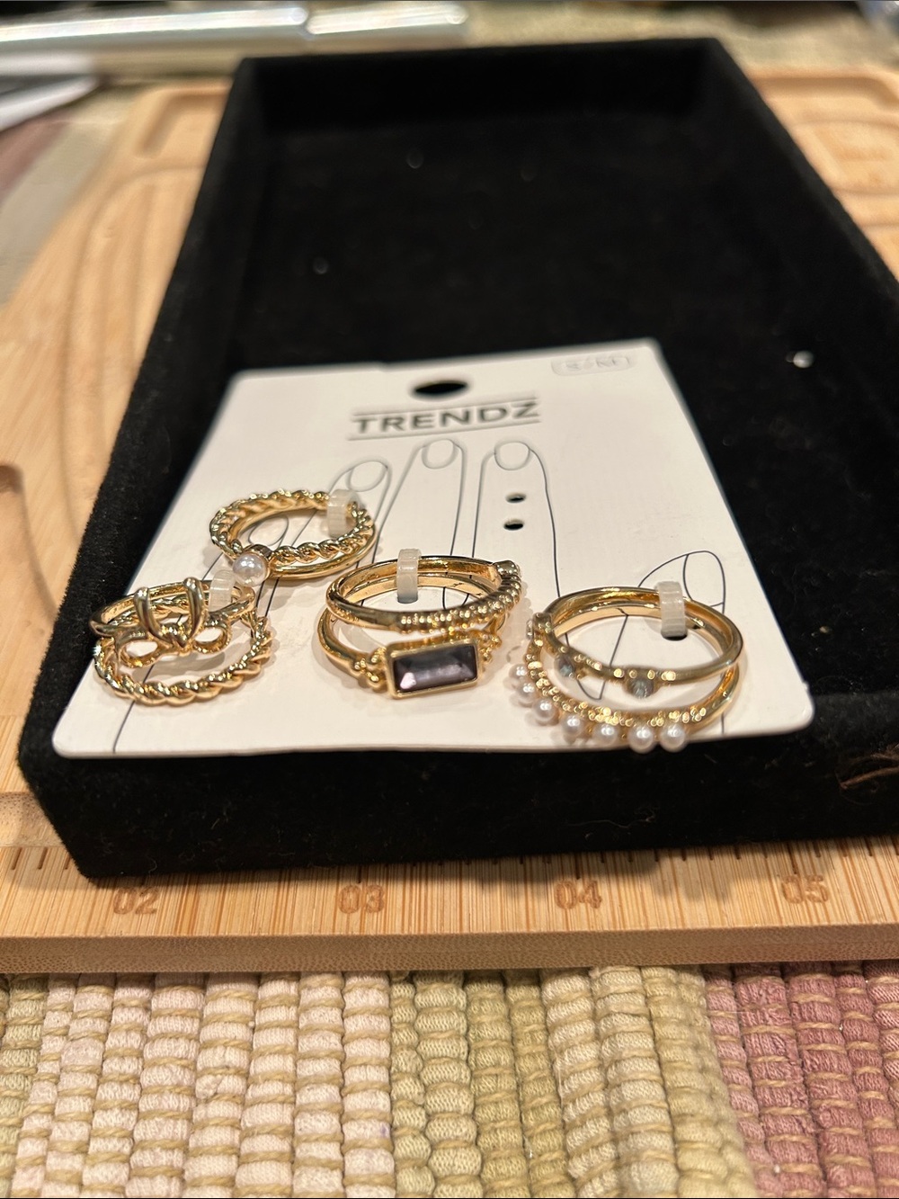 Gold-Tone Pearl Accent 8 Ring Set - Gold